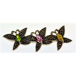 butterfly marcasite vintage sterling silver brooch