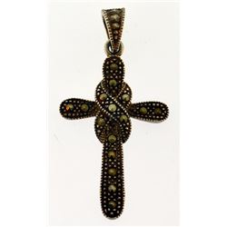 marcasite charm cross pendant sterling silver