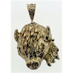vintage buffalo dangle pendant sterling silver