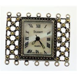 etched trim starter sterling silver watch