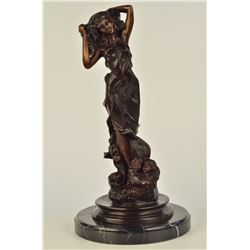13 LBS Statue Of Gemini Lady Horoscope Astrology Bronze Figure (16"X8")