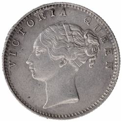Silver Half Rupee Coin of Queen Victoria of Bombay Mint of 1840.