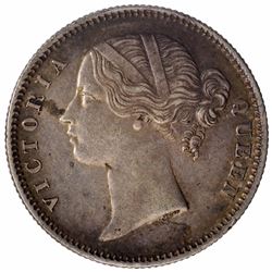 Silver Half Rupee Coin of Victoria Queen of Calcutta Mint of 1840.