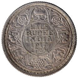 Silver Half Rupee Coin of King George V of Bombay Mint of 1912.