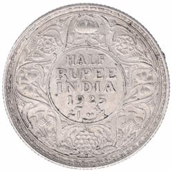 Silver Half Rupee Coin of King George V of Bombay Mint of 1925.