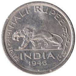 Nickel Half Rupee Coin of King George VI of Bombay Mint of 1946.