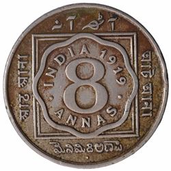 Copper Nickel Eight Annas Coin of King George V of Bombay Mint of 1919.