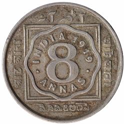 Copper Nickel Eight Annas Coin of King George V of Calcutta Mint of 1919.