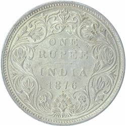 Silver One Rupee Coin of Victoria Queen of Bombay Mint of 1876.