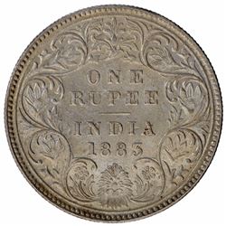 Silver One Rupee Coin of Victoria Empress of Bombay Mint of 1883.