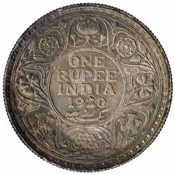 Silver One Rupee Coin of King George V of Bombay Mint of 1920.