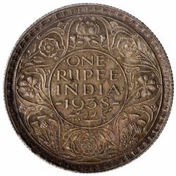 Silver One Rupee Coin of King George VI of Calcutta Mint of 1938.
