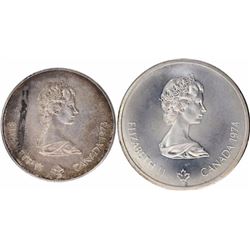 Silver Five Dollors & Ten Dollors Coin of Elizabeth II of Canada.
