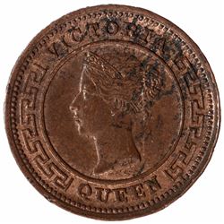 Copper Quarter Cent Coin of Queen Victoria of Ceylon of 1890.