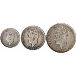 Silver Twenty Five Cents & Rupees Coins of King George VI of Seychelles.