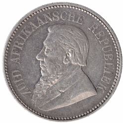 Silver Two and Half Shillings of South Africa of Johannes Paulus Kruger of 1897.