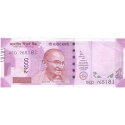 Error Two Thousand Rupees Bank Note of Republic India.