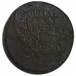 Error Copper One Quarter Anna Coin of Victoria Empress of Calcutta Mint of 1883.