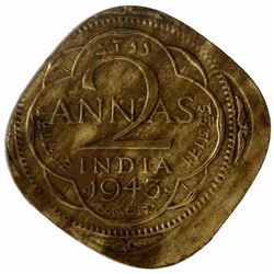 Error Copper Nickel Two Annas Coin of King George VI Bombay Mint of 1943.