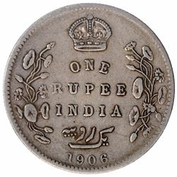 Error Silver One Rupee Coin of King Edward VII of 1906.