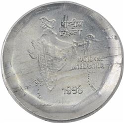 Error Cupro Nickel Two Rupees Coin of Republic India of 1998.
