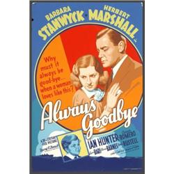 Always Goodbye (20th Century Fox, 1938). (40" X 60") Silk Screen