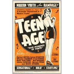 Teen Age (Continental, 1944). One Sheet (27" X 41"). Here's a "teens gone wild" film of 1944