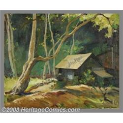 Pruett A. Carter (1891-1955) Original Illustration.Possibly titled: Cabin in the Woods