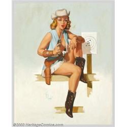 Forest Clough (1910-1985) Original Pin-up Art (1955-1960).Oil on canvas, approximately 30 x 24