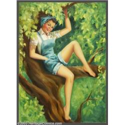 Billy De Vorss - Original Pin-up / Glamour Art (c.1950).Titled: The Farmer's Daughter