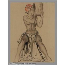 Cardwell S. Higgins (1902-1983) Original Illustration (1953).Pastel on paper, framed (27