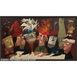 Ward Walrath Kimball (1914-2002) Original Illustration (1949).Titled: The Committee