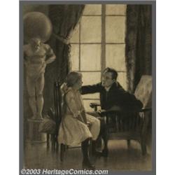 Stockton Mulford - Original Magazine Story Illustration (c.1920).Charcoal on board, framed (36