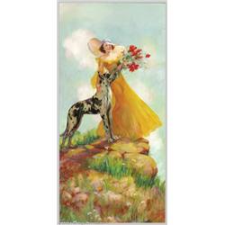 Irene Patten - Original Pin-up / Glamour Art (c.1940).Pastel on canvas, approximately 61 x 30