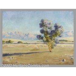 Agnes Pelton (1881-1961) Original Painting (1934).Titled: Lone Smoke Tree of the Mojave