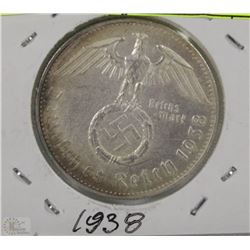 GERMAN NAZI 1938 TOKEN WITH ADOLF HITLER ON BACK
