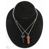 Image 1 : LOT OF 2 SEMI-PRECIOUS STONE PENDANTS ON 18"