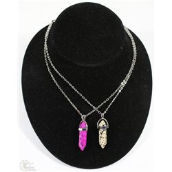 LOT OF 2 SEMI-PRECIOUS STONE PENDANTS W/ 18"