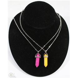 LOT OF 2 SEMI-PRECIOUS STONE PENDANTS W/ 18"