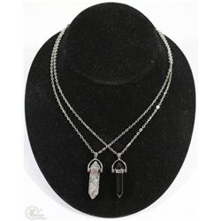 LOT OF 2 SEMI-PRECIOUS STONE PENDANTS W/ 18"