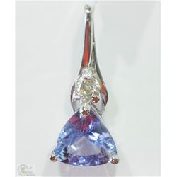 #1-14KT WHITE GOLD TANZANITE & DIAMOND PENDANT