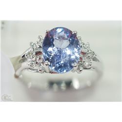 #6-14KT WHITE GOLD TANZANITE & DIAMOND RING