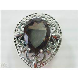 #9-STERLING SILVER GARNET RING