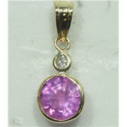 #19-14KT YELLOW GOLD RUBY & DIAMOND PENDANT
