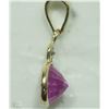 Image 3 : #19-14KT YELLOW GOLD RUBY & DIAMOND PENDANT