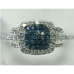 #25-STERLING SILVER BLUE DIAMOND & WHITE