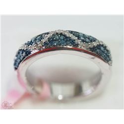 #33-STERLING SILVER BLUE DIAMOND & WHITE