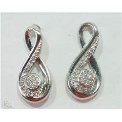 #37-STERLING SILVER DIAMOND EARRINGS