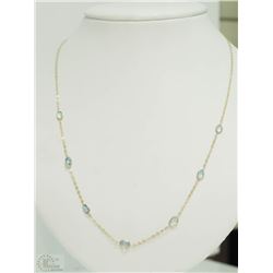 #40-10KT YELLOW GOLD AQUAMARINE NECKLACE