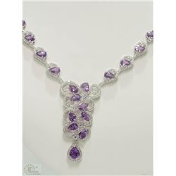 #43-STERLING SILVER AMETHYST & QUARTZ